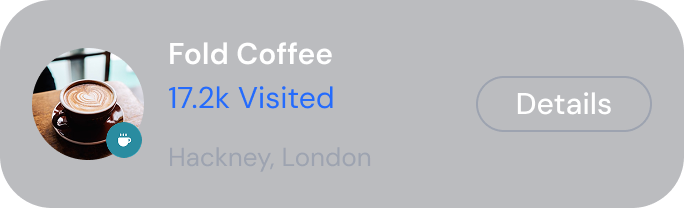 Place card: Fold Coffee, 17.2k visited, Hackney, London